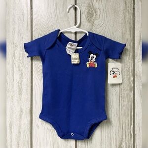 VTG Baby Mickey & Co Disney Royal Blue Mickey Mouse Short Sleeve Bodysuit 3-6m